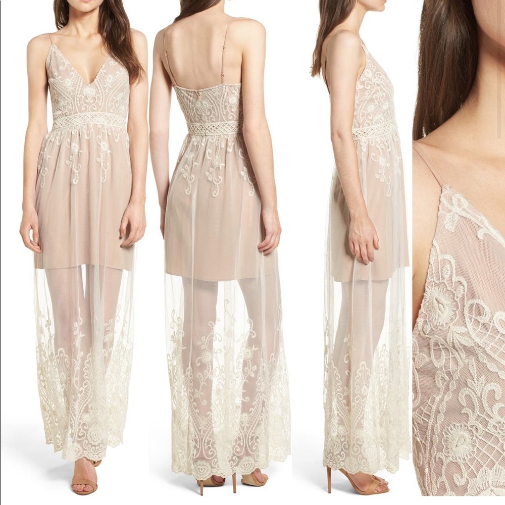 WAYF Clara Illusion Mesh Maxi Dress